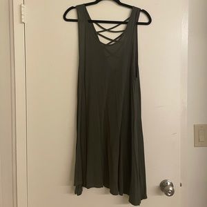 Flowy cotton olive dress strappy back M